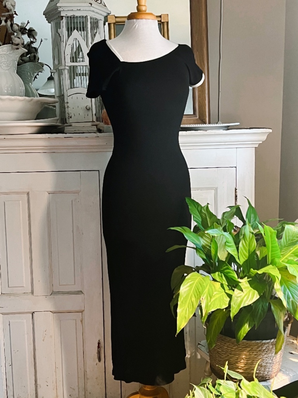 Vintage 1993 VERSACE Black with White Trim Asymmetrical Dress
